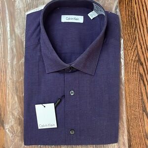 NWT Calvin Klein men’s dress shirt. 18/34-35 Plum colour.